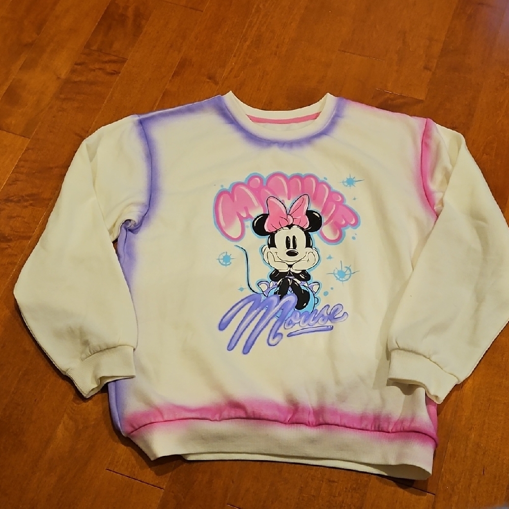 New Disney Minnie Mouse Kids Sweatshirt - Cream and Purple